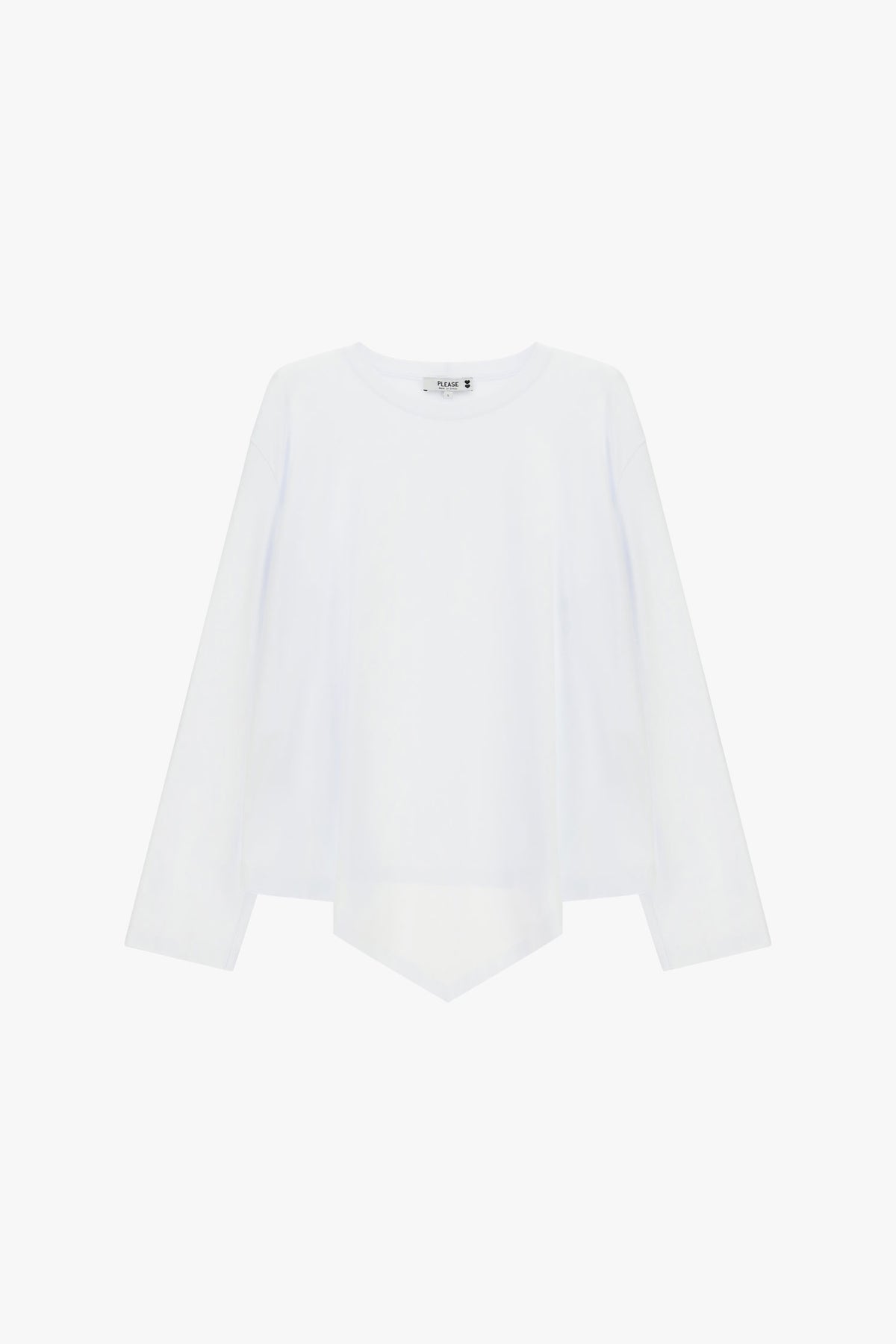 Long-sleeved t-shirt with asymmetric hem