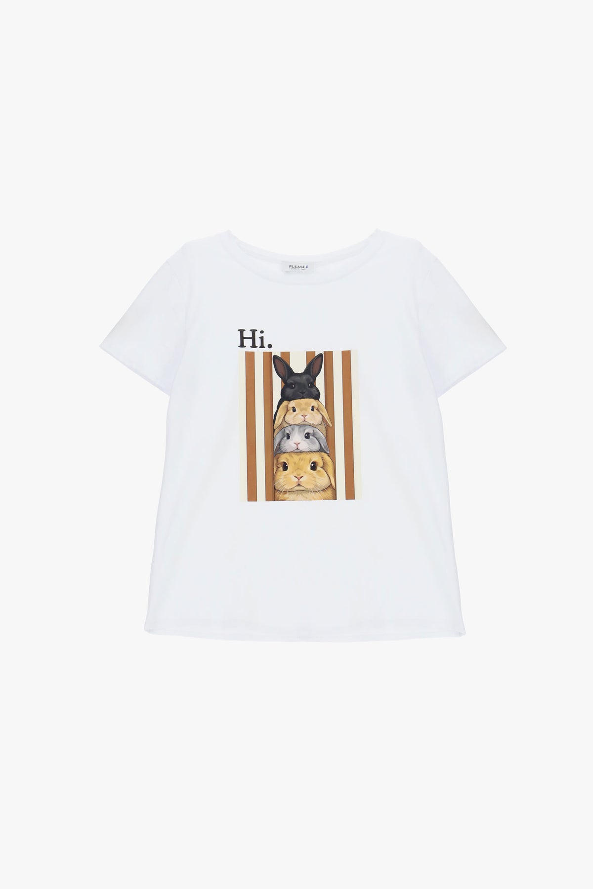 Short-sleeved t-shirt with bunny graphic front