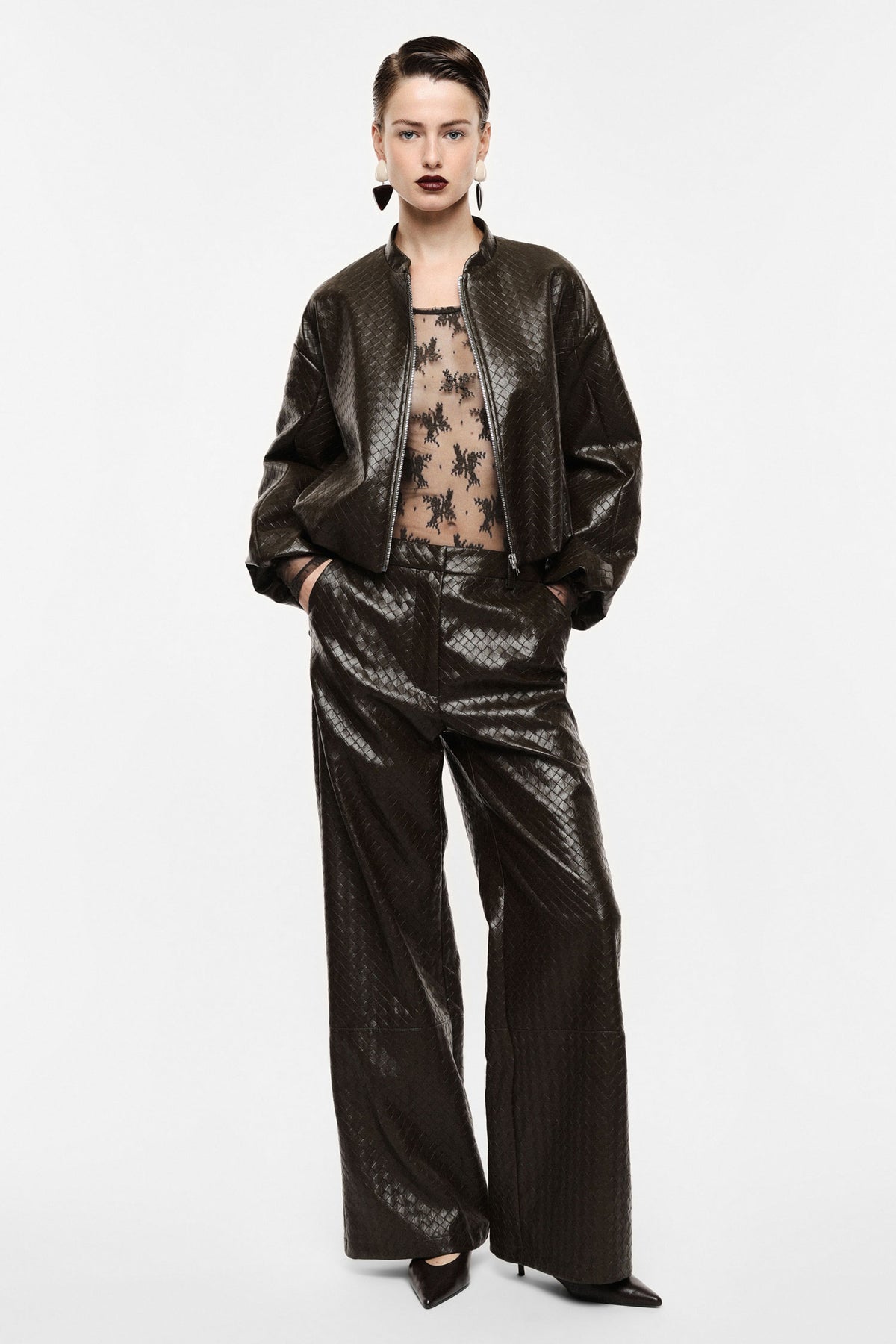 Palazzo trousers printed high rise