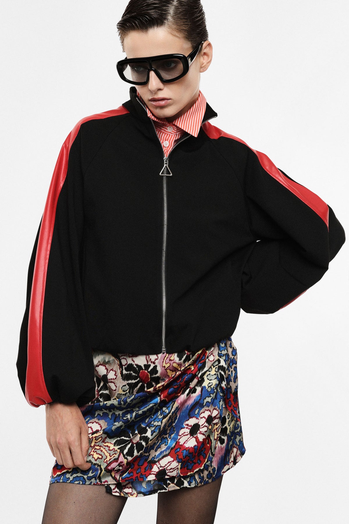 Bomber jacket with contrast panels