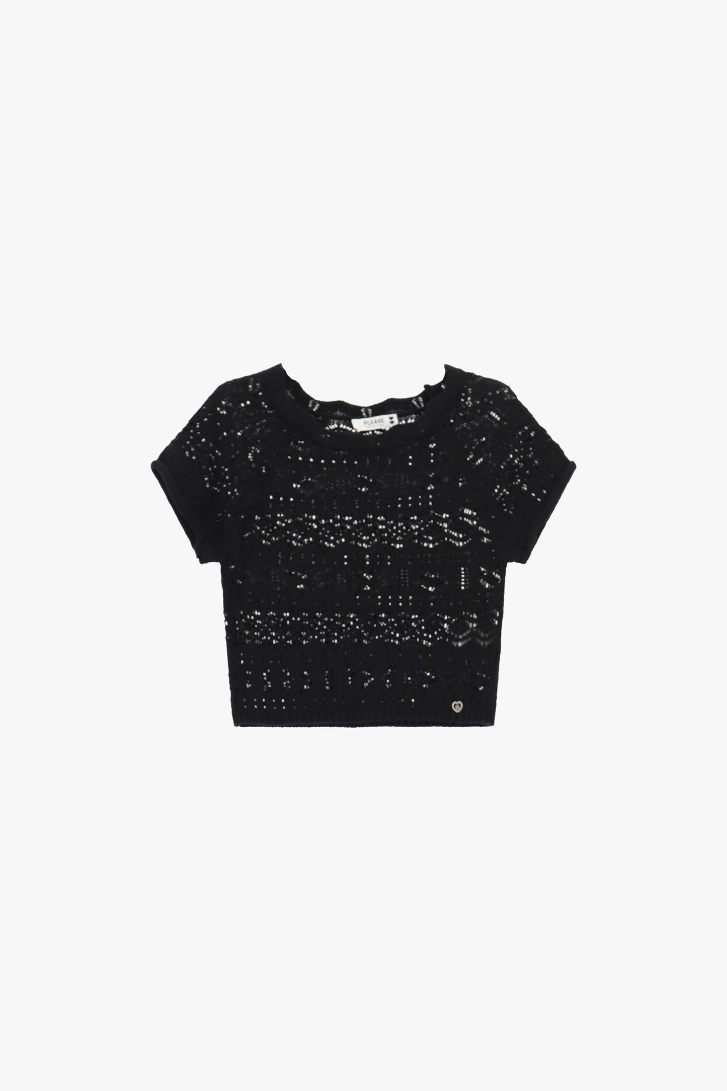 Cropped top with short sleeves