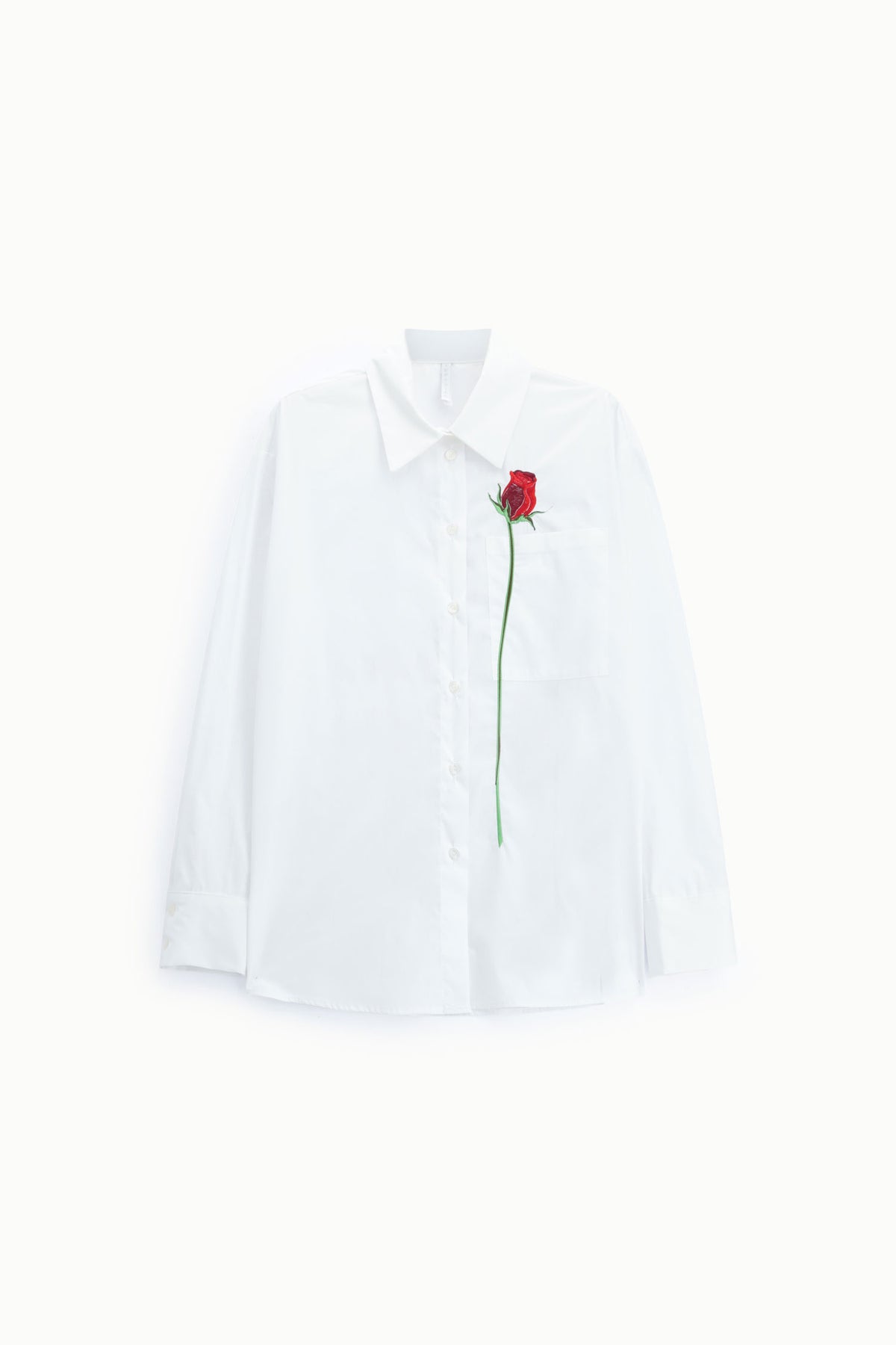 Shirt with embroidered rose