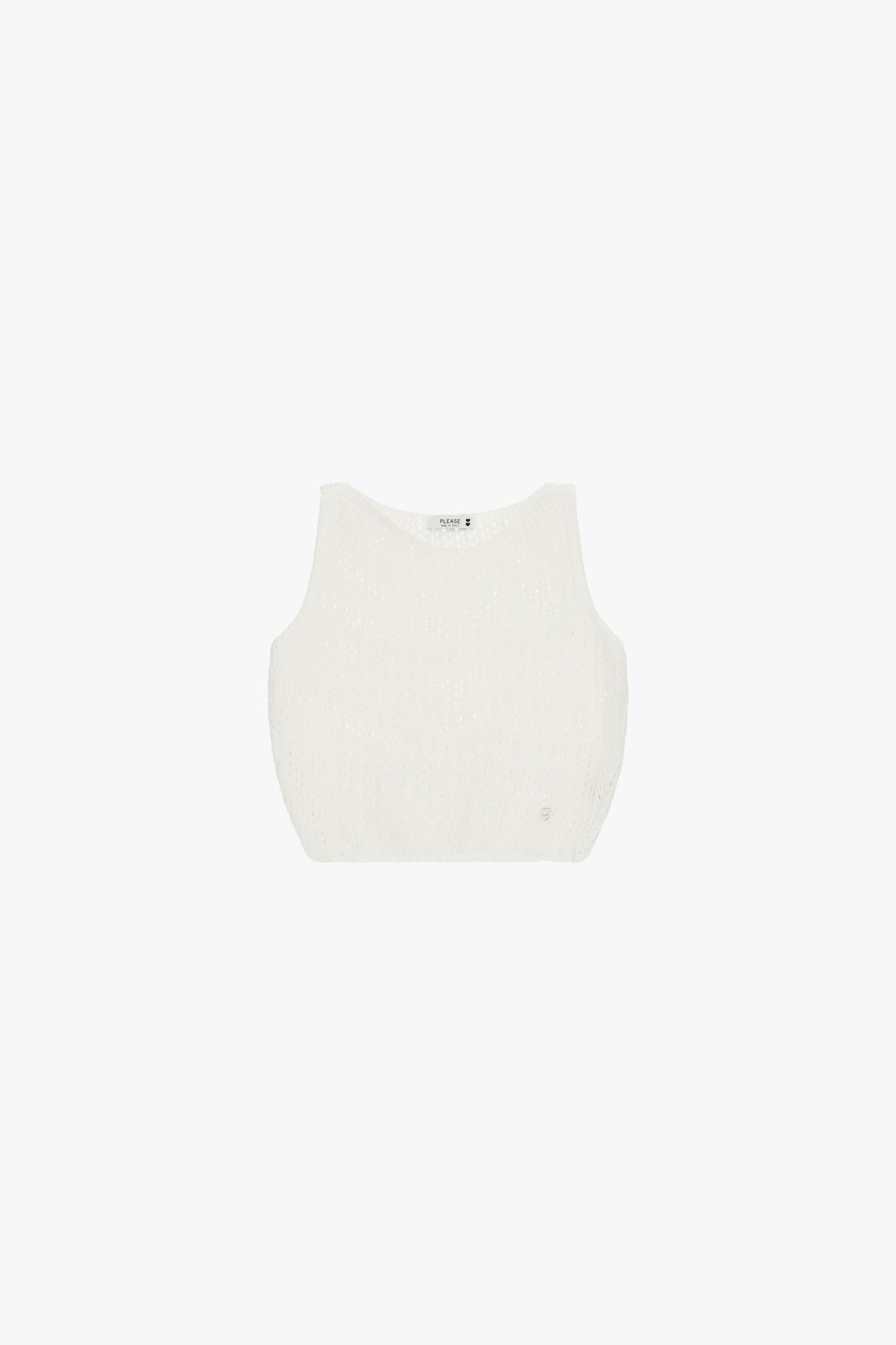 Short perforated top sleeveless with elastic hem