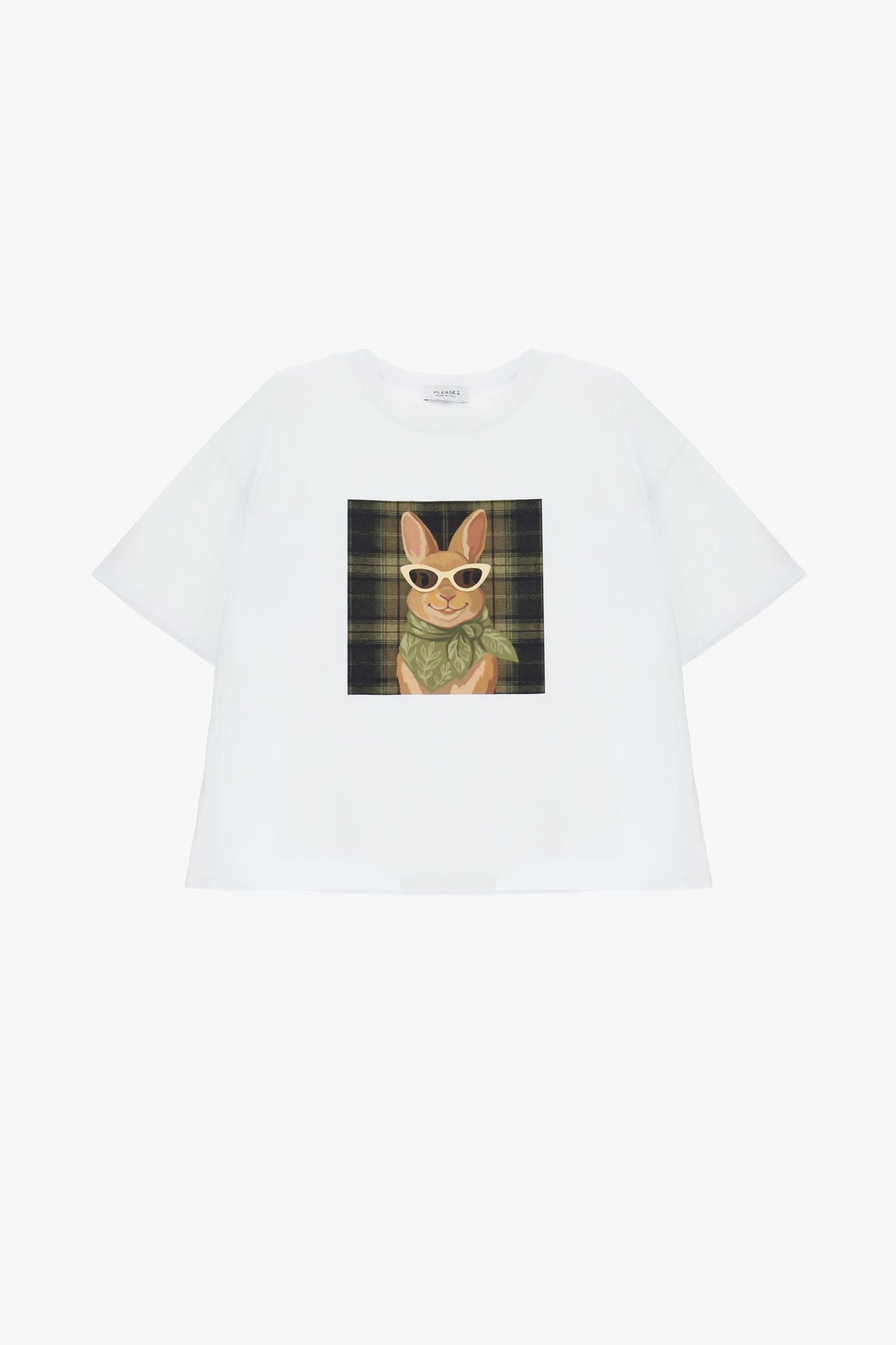 Short-sleeved t-shirt with bunny bandana print