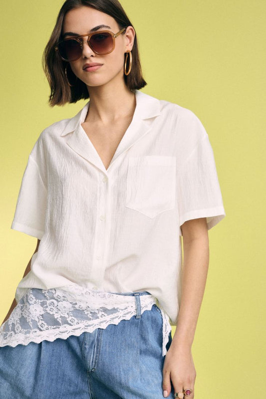 Shirt boxy fit with front pocket and short sleeves – JUST11 women's fashion