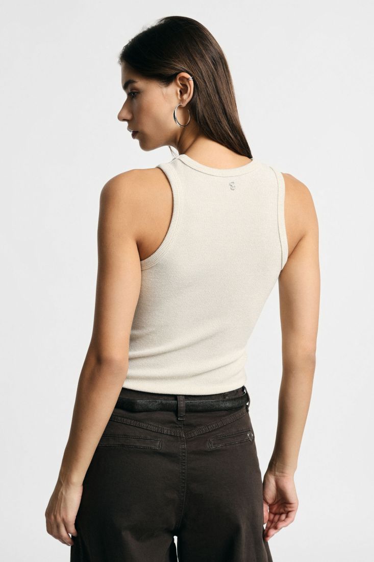 Top sleeveless ribbed round neck regular fit