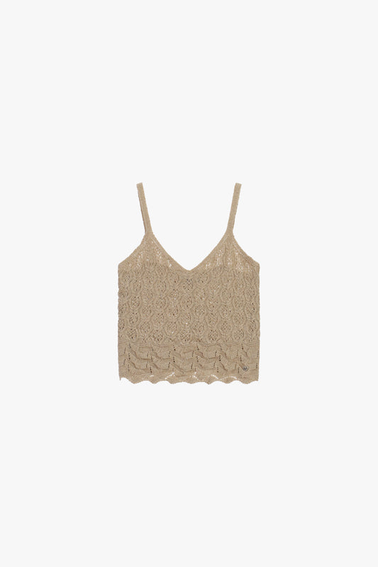 Sleeveless sweater with crochet and thin straps – JUST11 women's fashion
