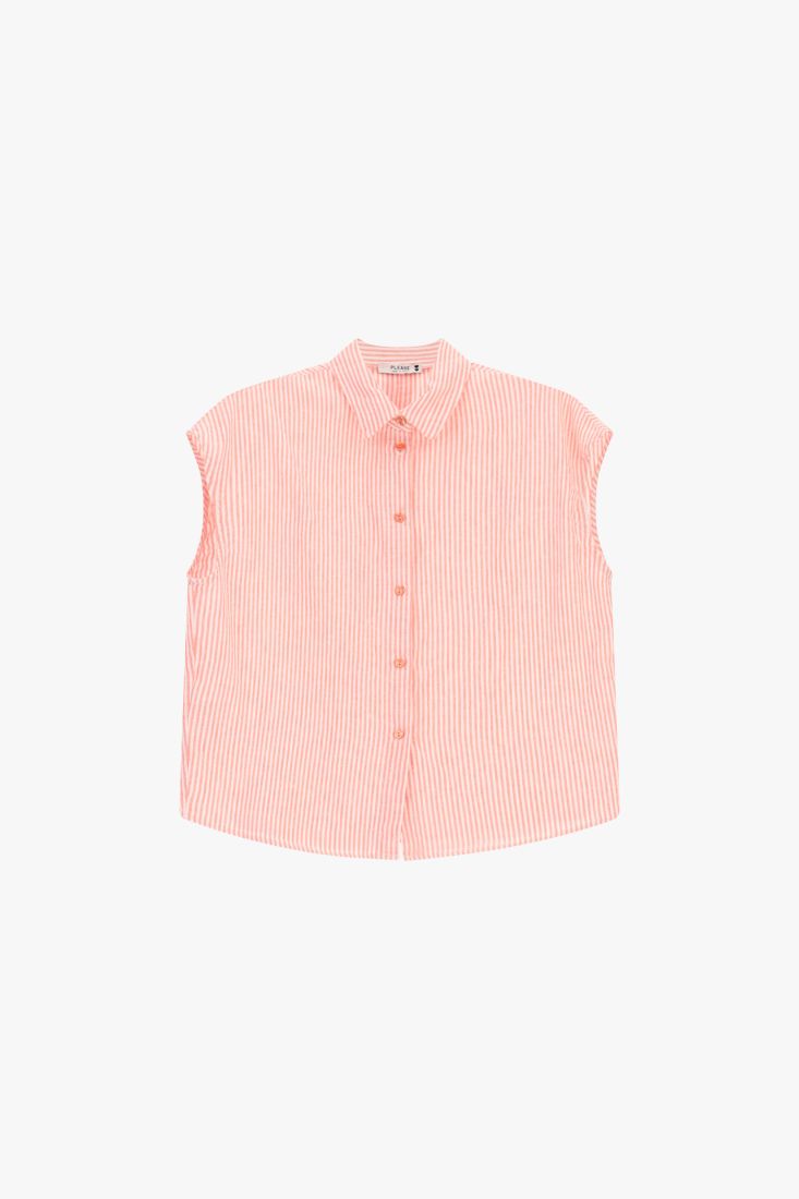 Shirt sleeveless striped with classic collar