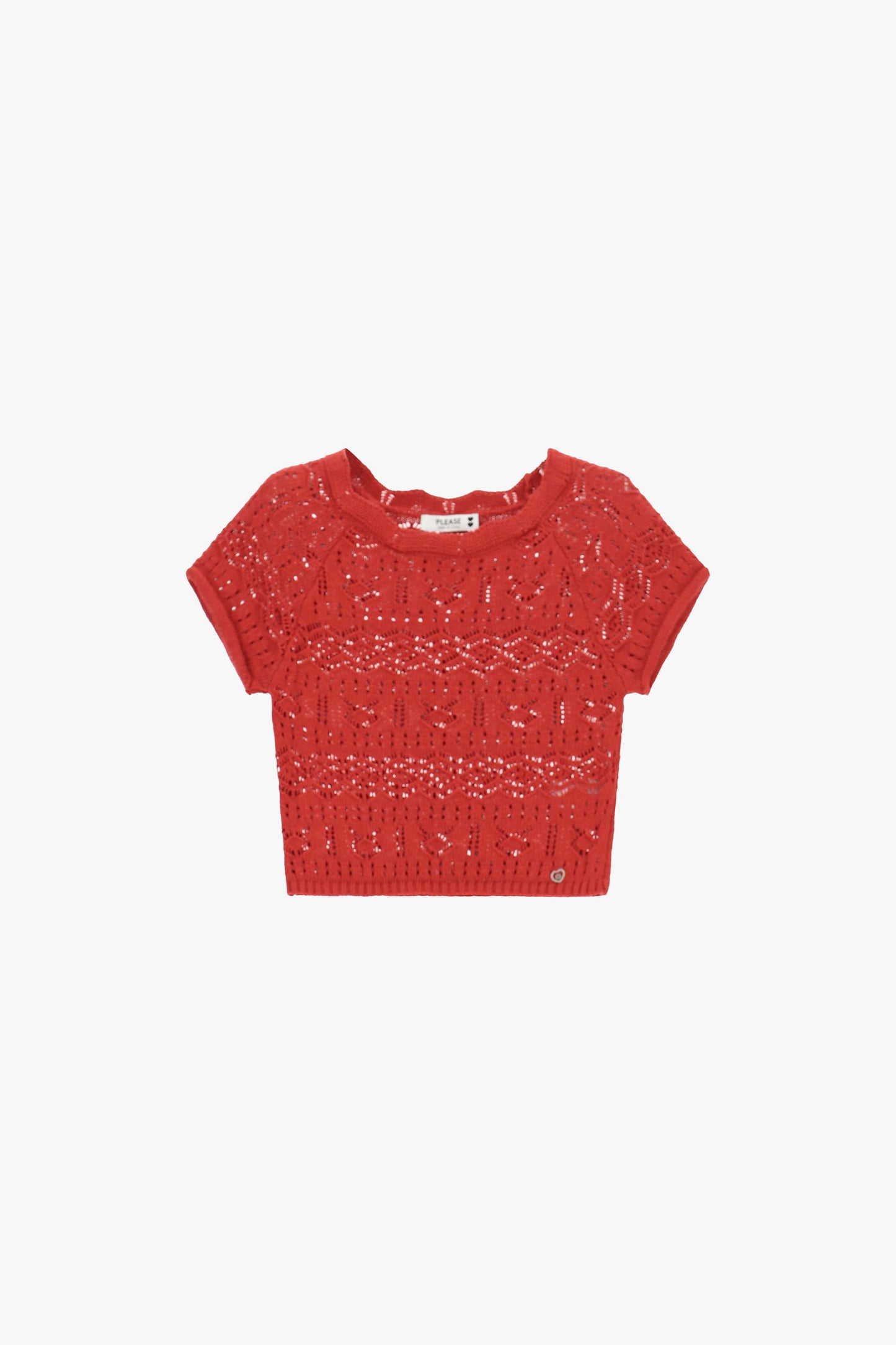 Cropped top with short sleeves