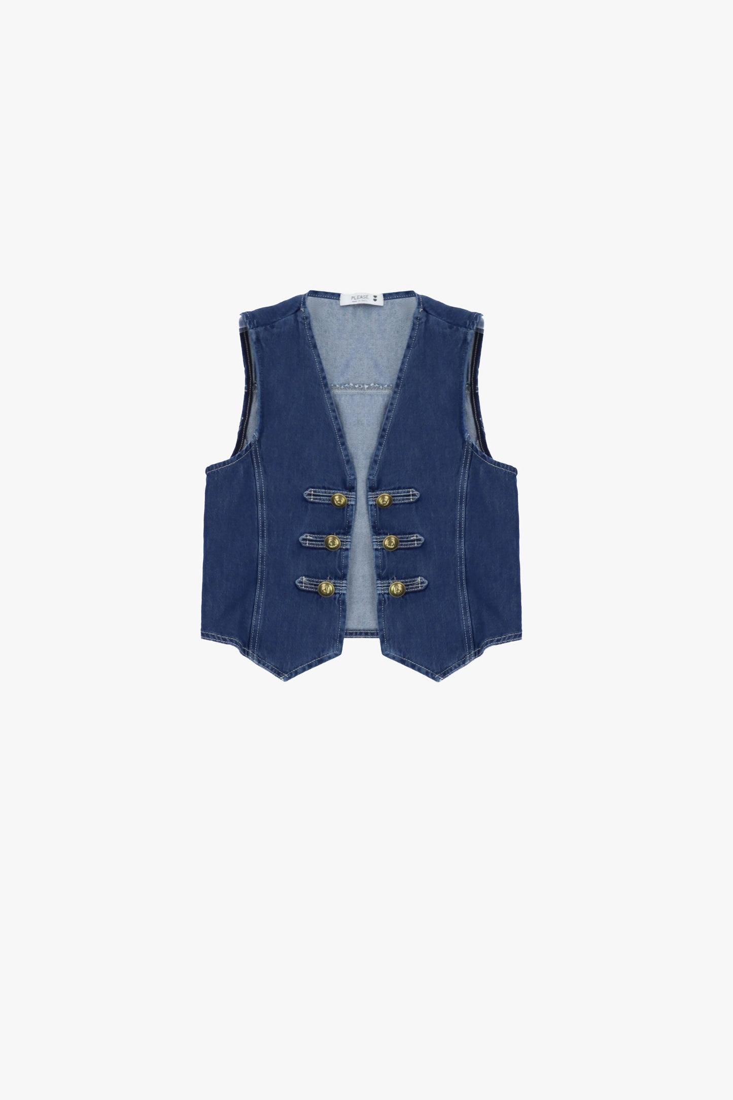 Denim vest with toggle closure