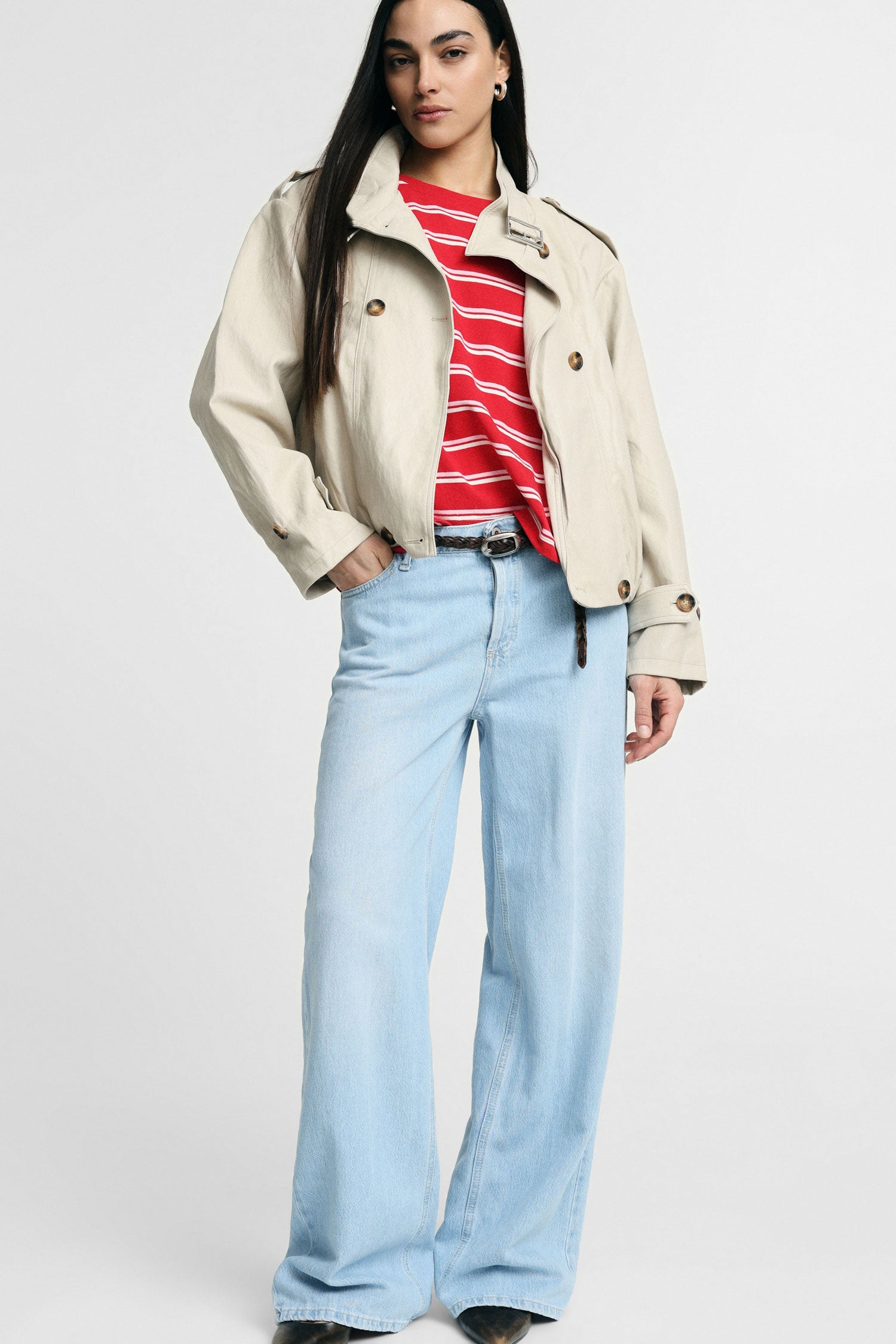 Jeans wide leg high rise five pockets – JUST11 women's fashion