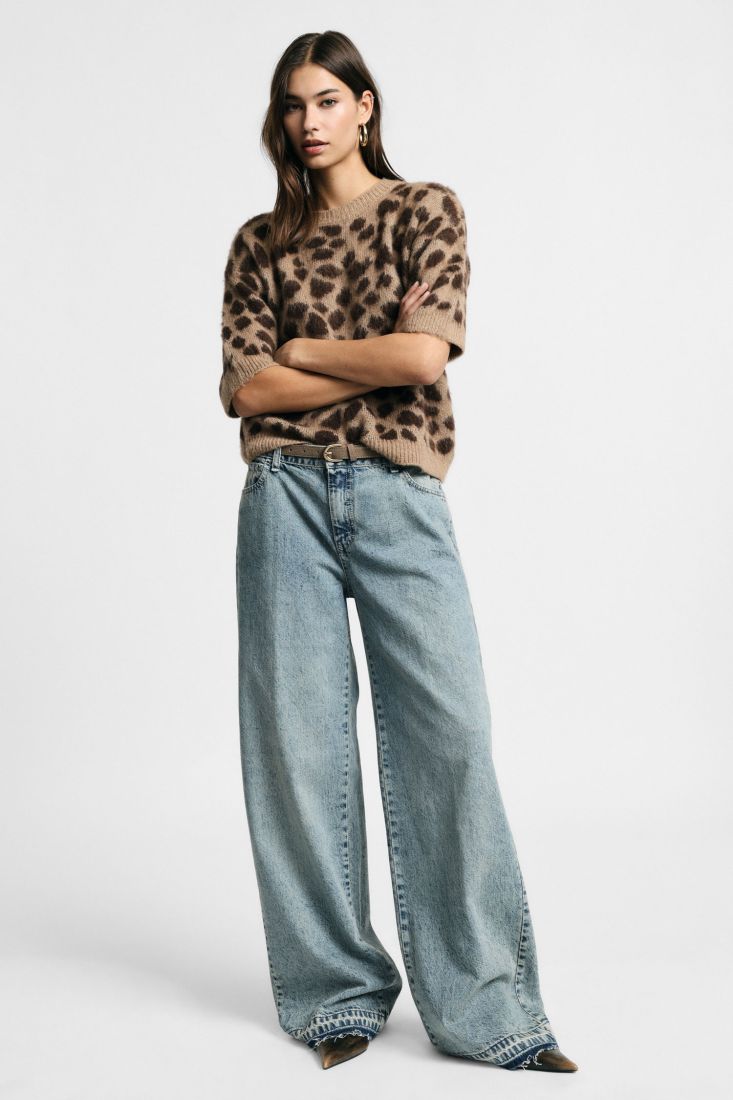 Jeans wide leg high-rise with wide hem