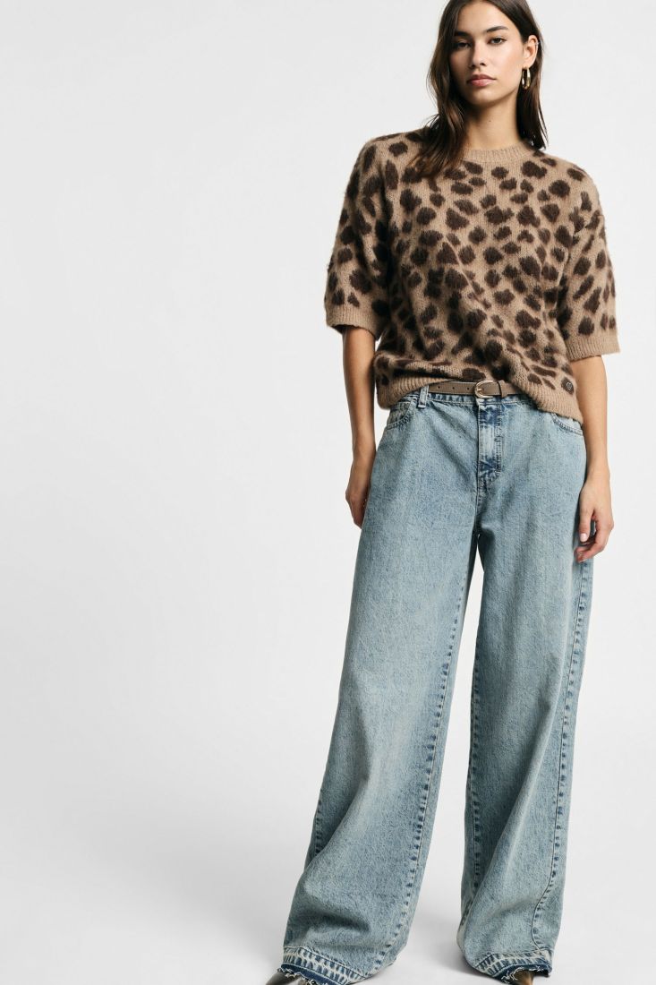Jeans wide leg high-rise with wide hem