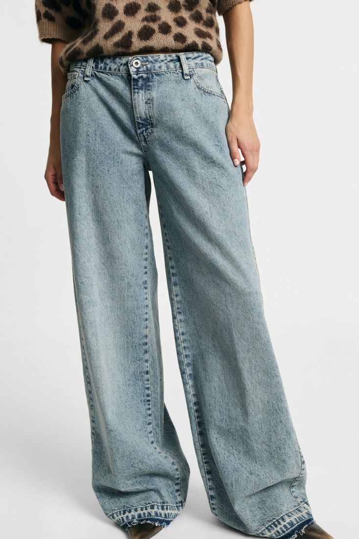 Jeans wide leg high-rise with wide hem