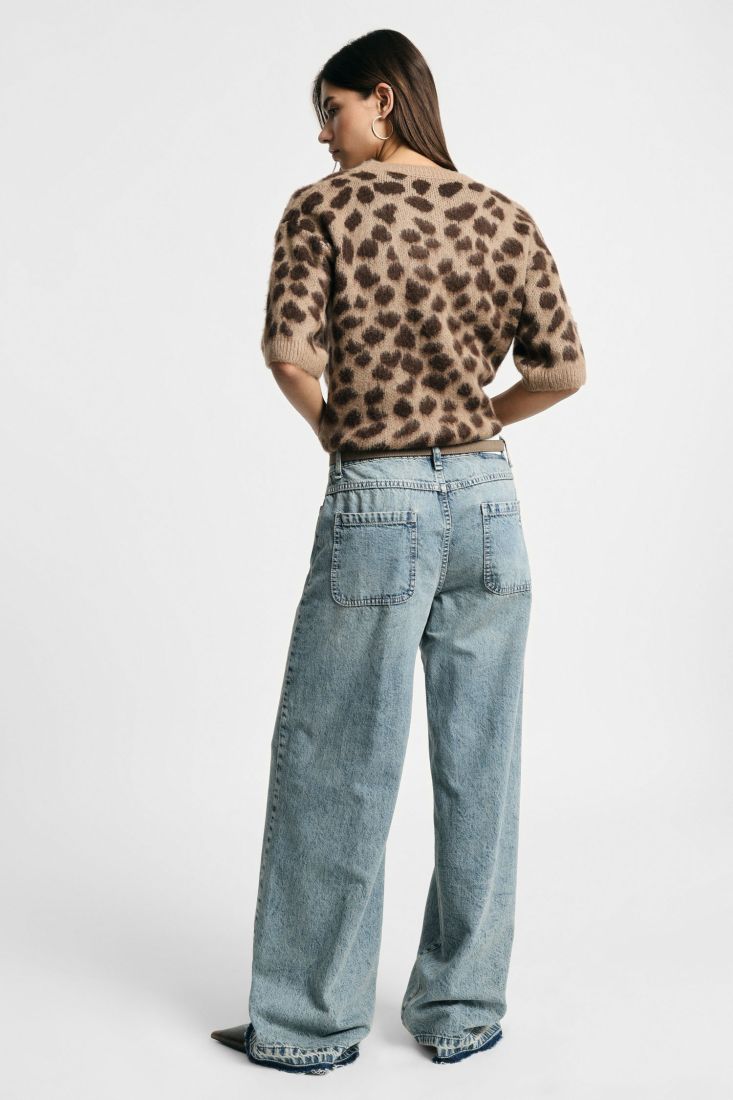 Jeans wide leg high-rise with wide hem