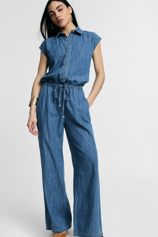 Jumpsuit long with drawstring and front buttons – JUST11 women's fashion