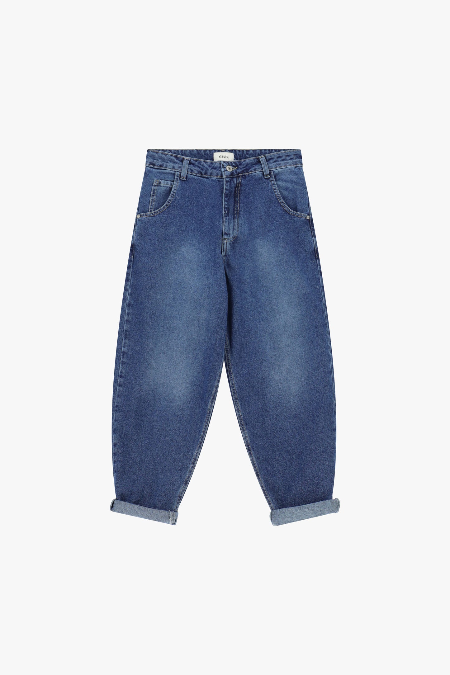 Balloon jeans with rolled ankle cuffs