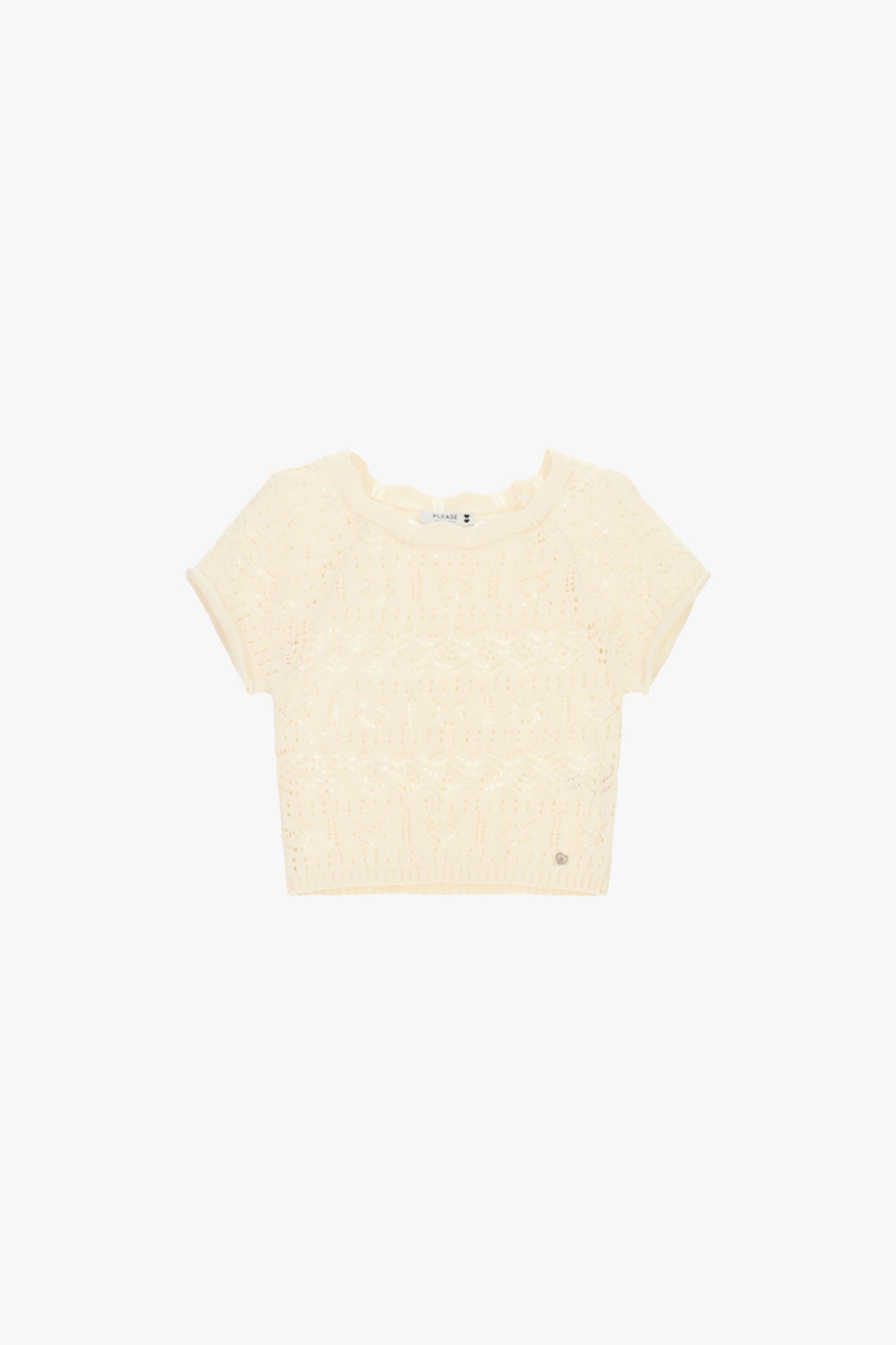 Cropped top with short sleeves
