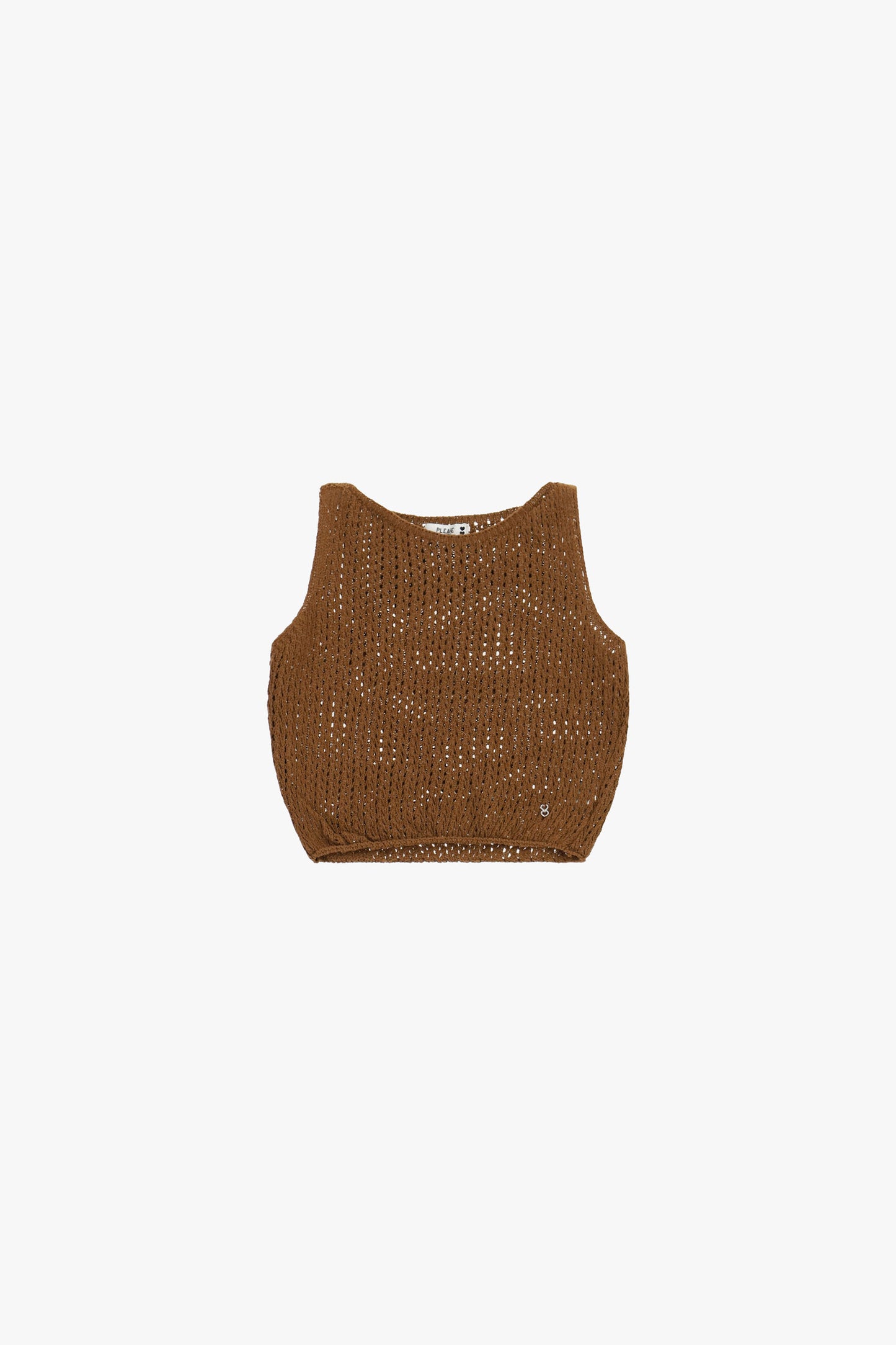 Short perforated top sleeveless with elastic hem