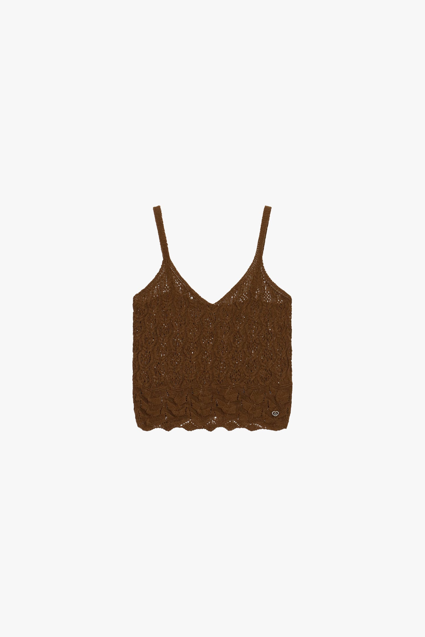 Sleeveless sweater with crochet and thin straps