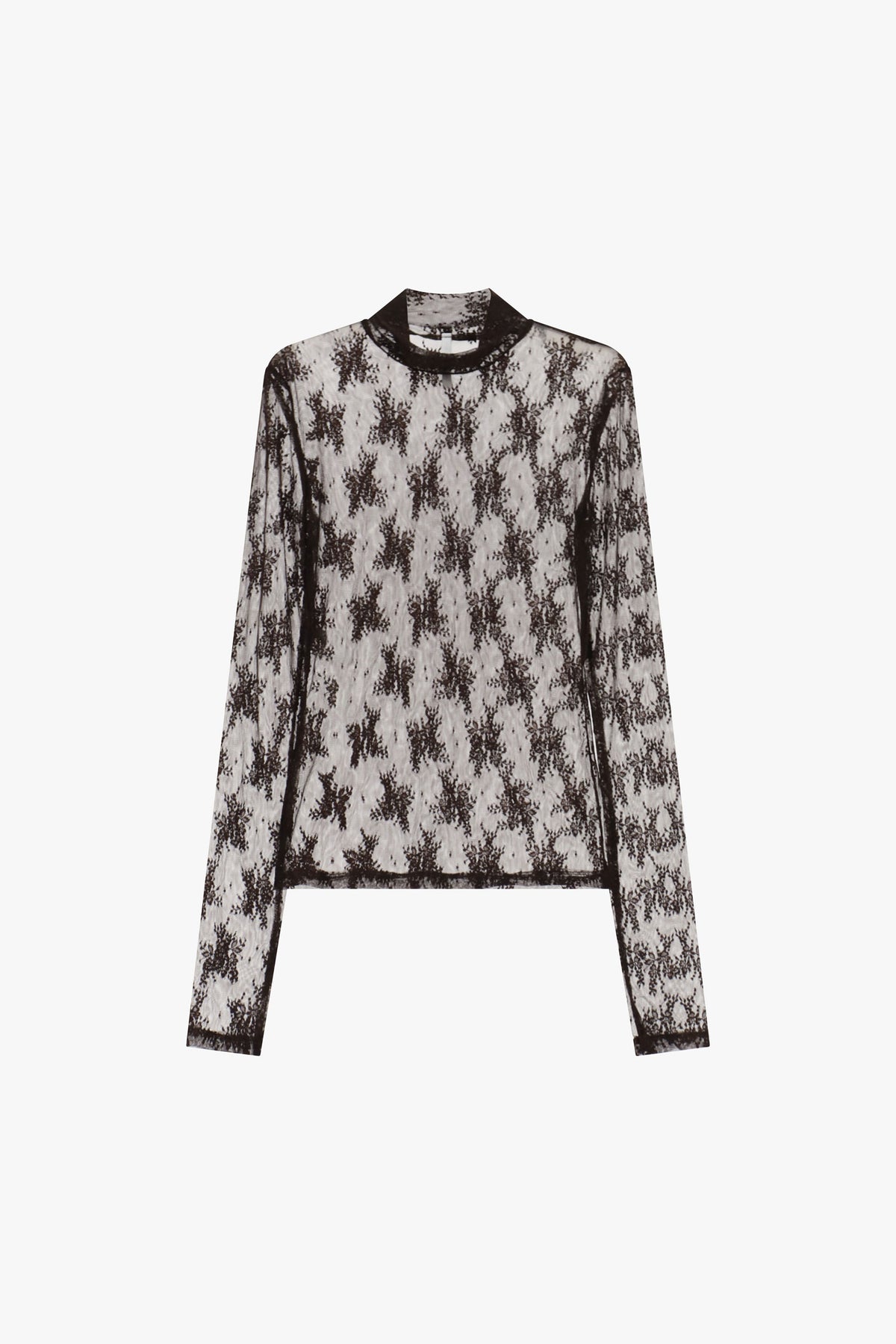 Long-sleeve t-shirt sheer floral pattern