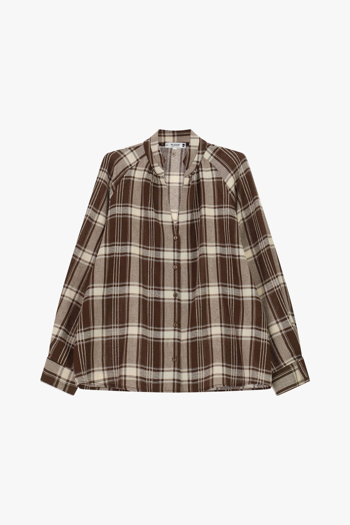 Shirt with checked pattern, long sleeves and class
