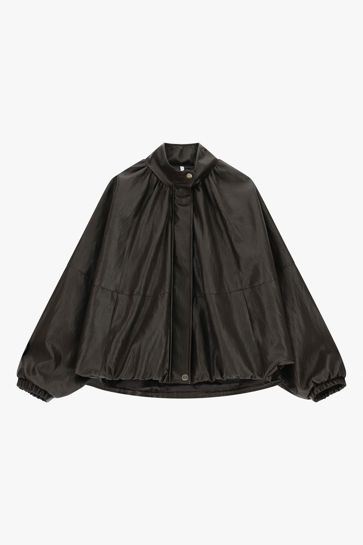 Short quilted jacket with stand collar