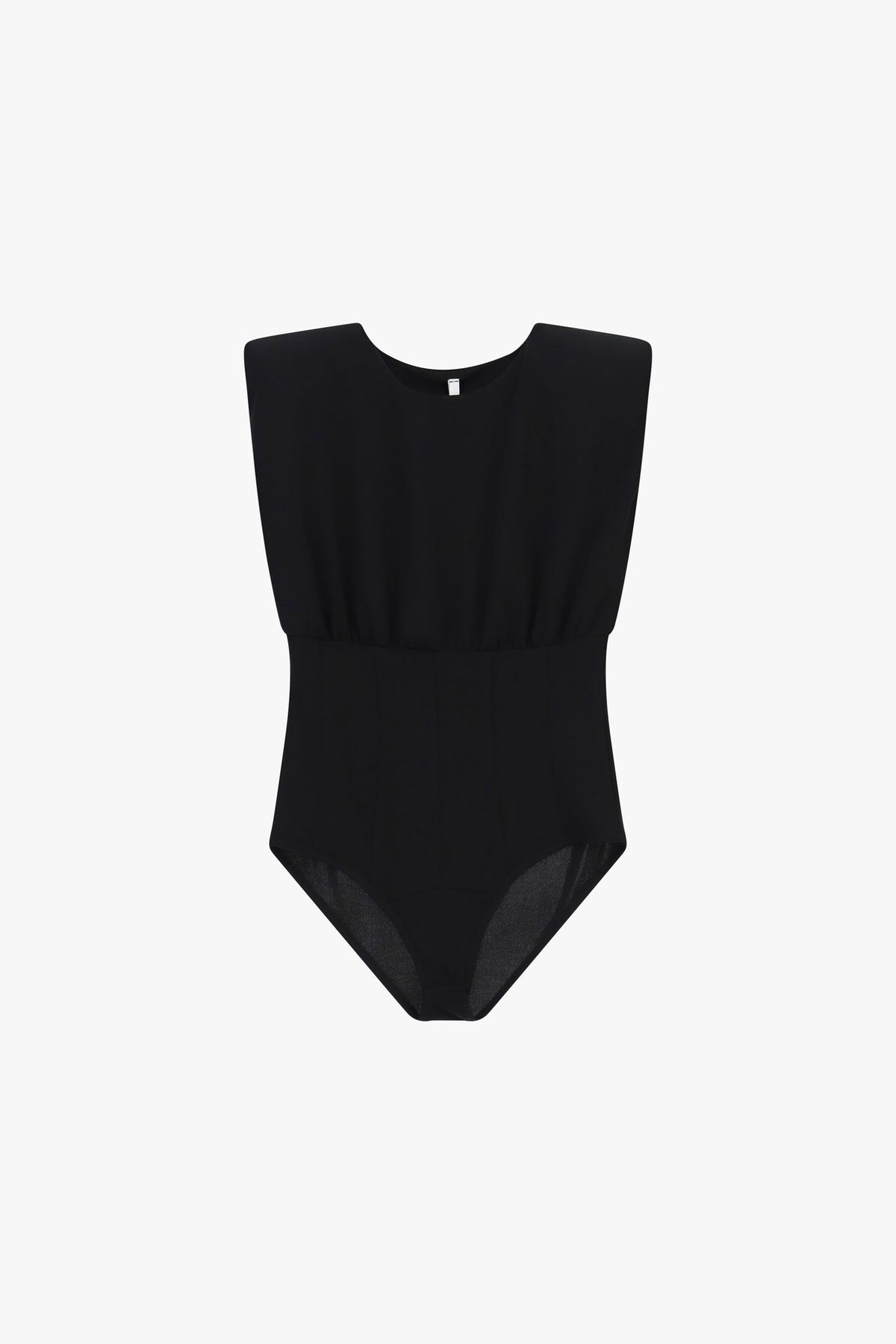 Sleeveless bodysuit with structured shoulders