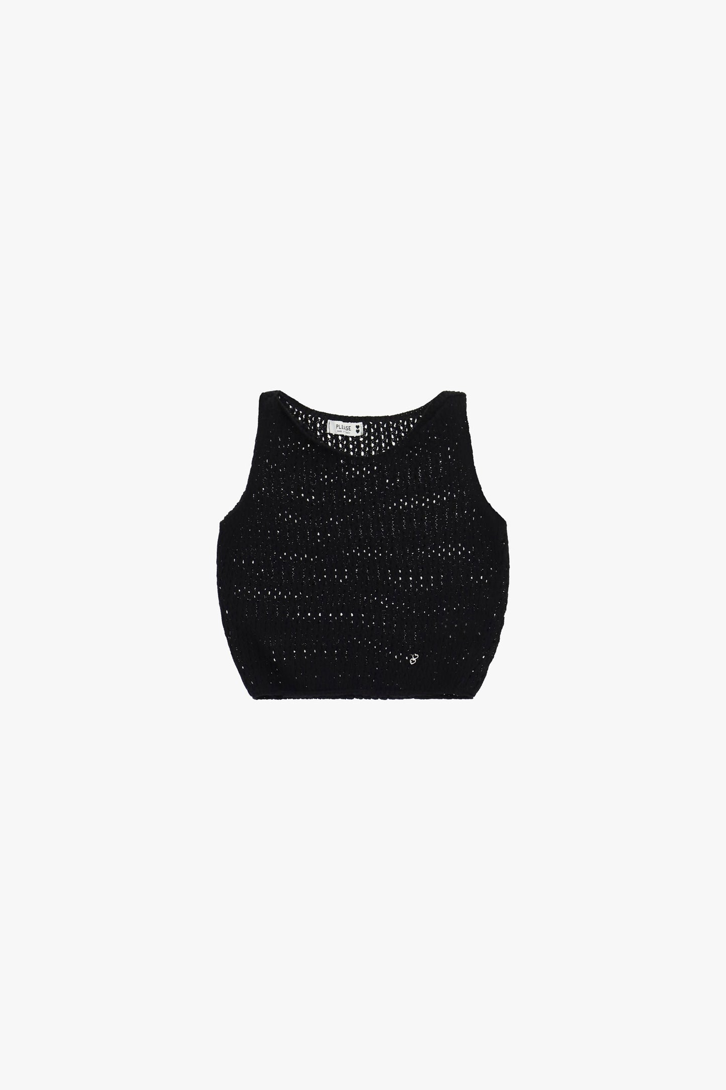 Short perforated top sleeveless with elastic hem