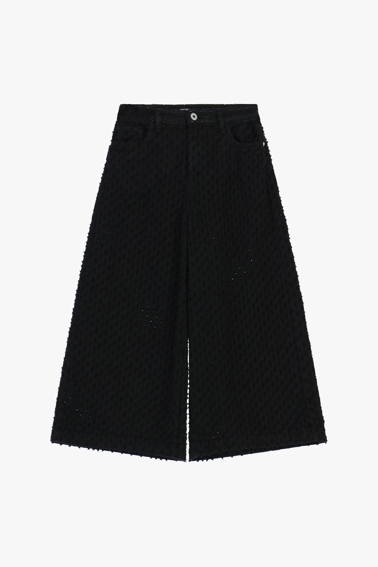 Trousers wide-leg high-rise with openwork textured finish
