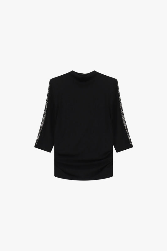 Long-sleeve t-shirt with lace sleeve details