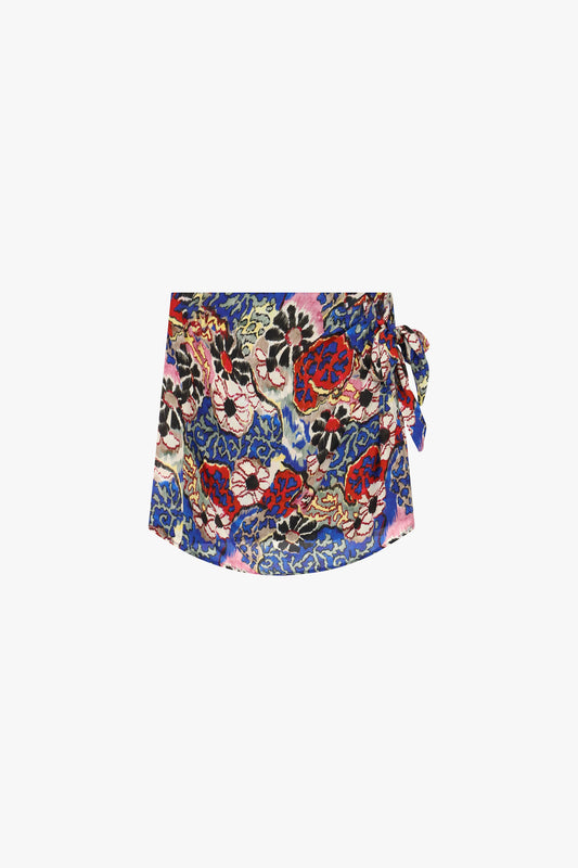 Floral wrap mini skirt