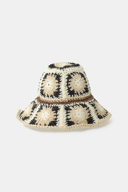 Crochet patchwork hat with wide brim – JUST11 women's fashion