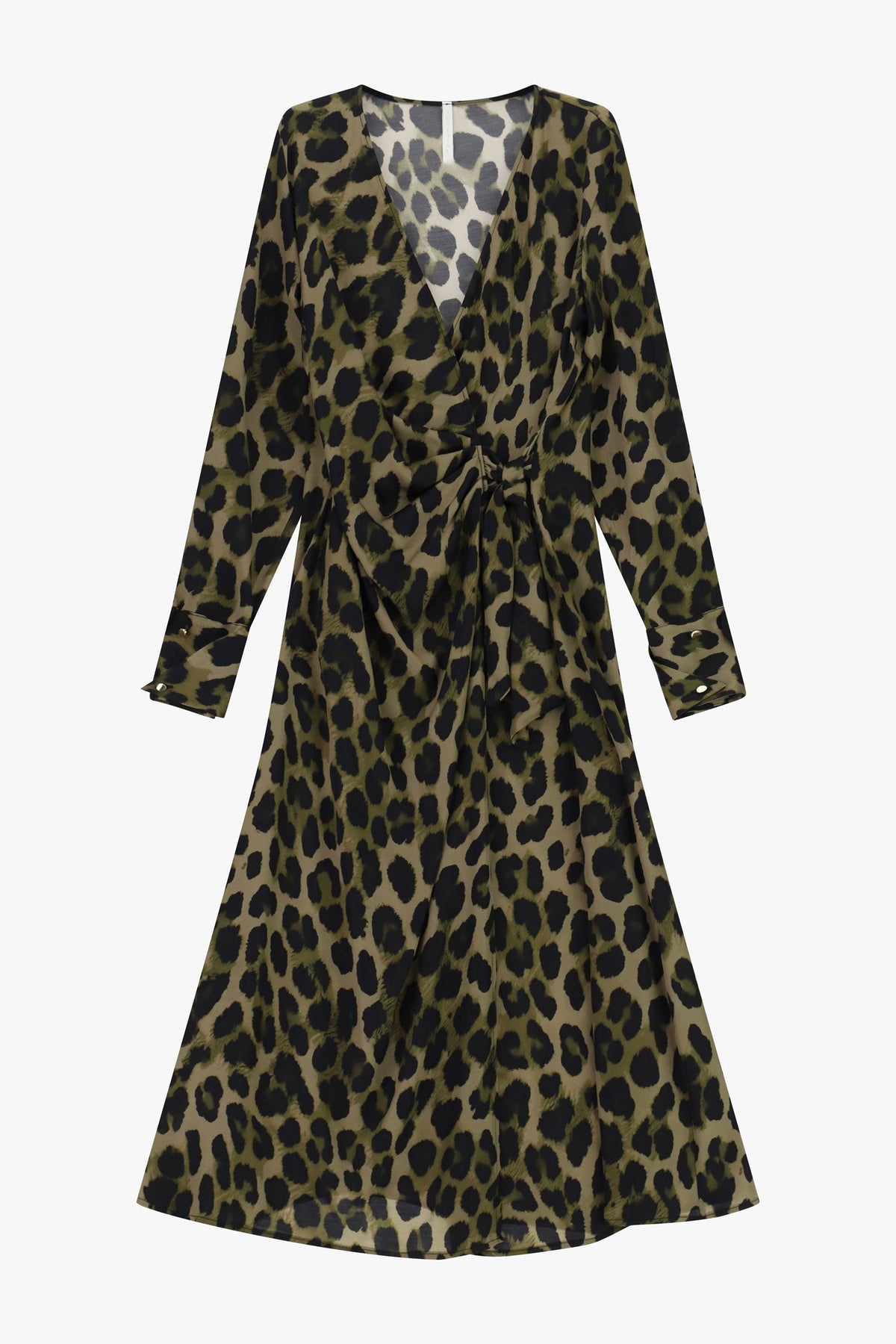 Long animal-print dress with sash