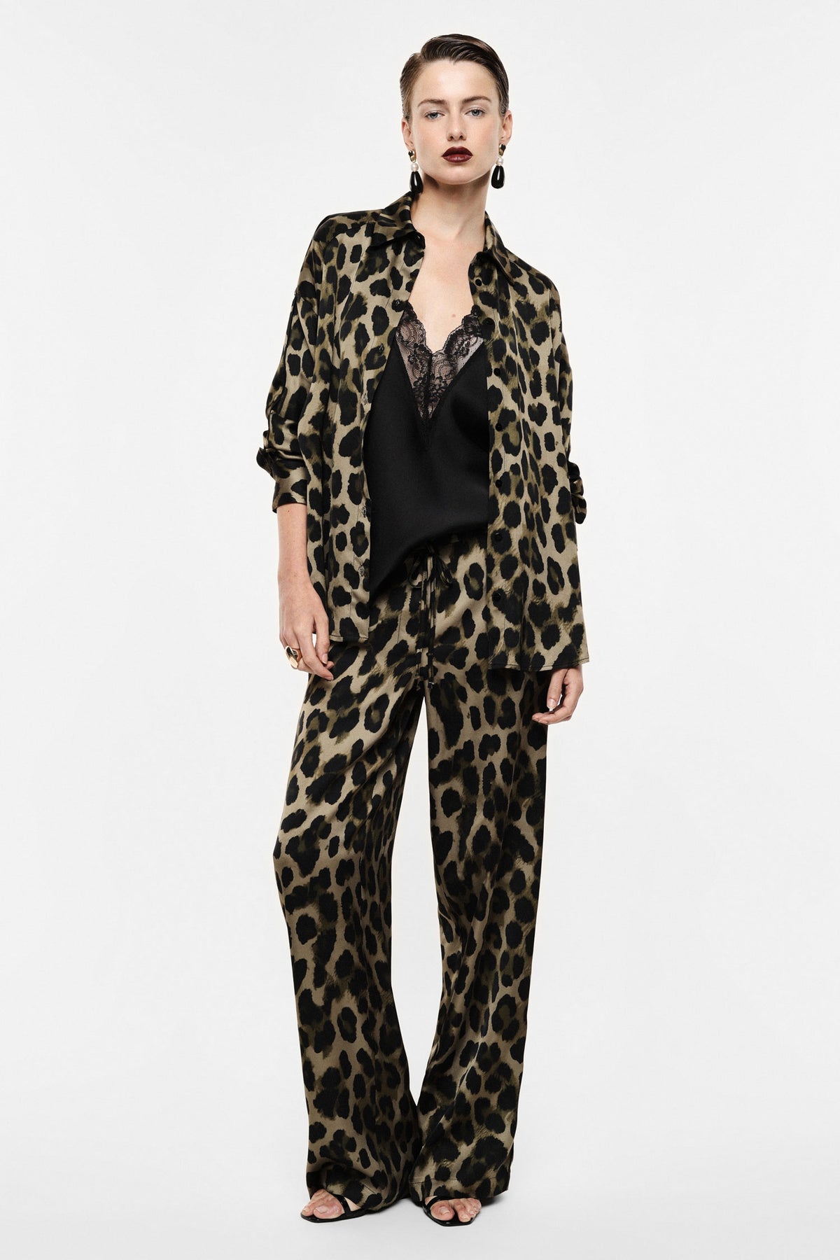 Palazzo trousers high waist animal print