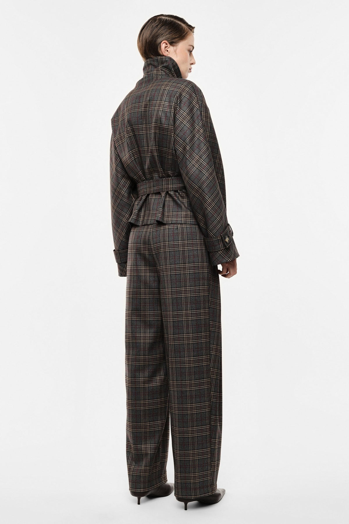 Palazzo trousers with print, high waist and pleats