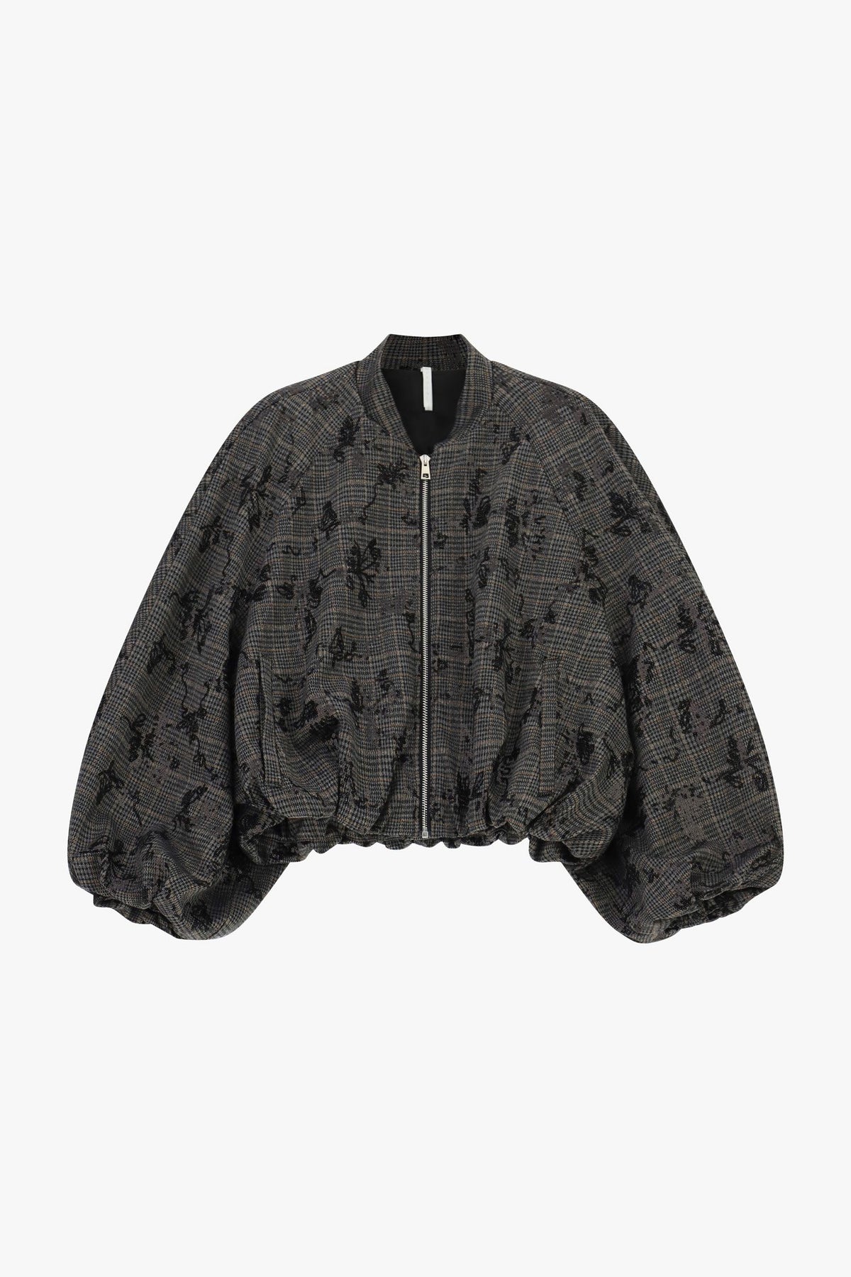 Printed bomber jacket with voluminous sleeves