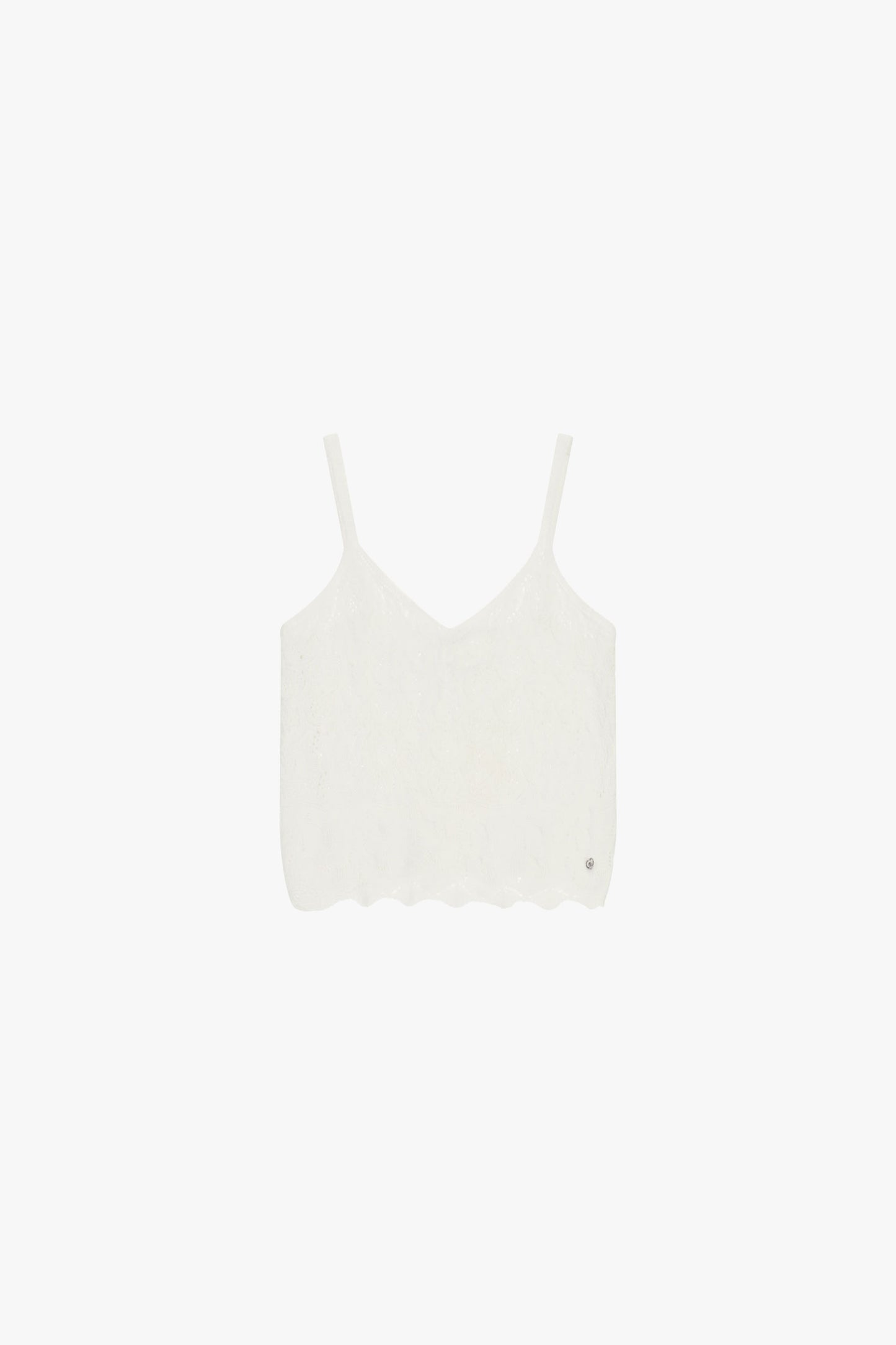 Sleeveless sweater with crochet and thin straps