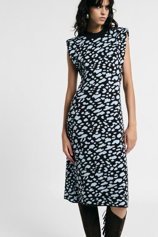 Midi dress sleeveless with abstract print