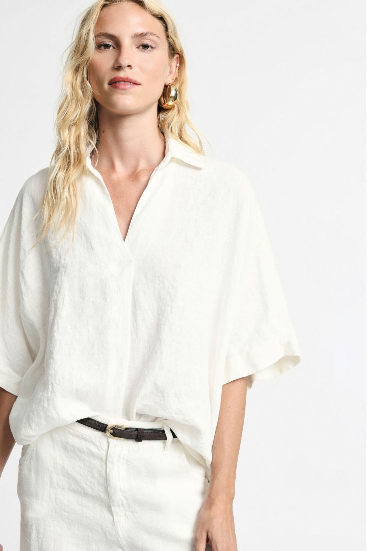 Shirt boxy fit classic collar short sleeves