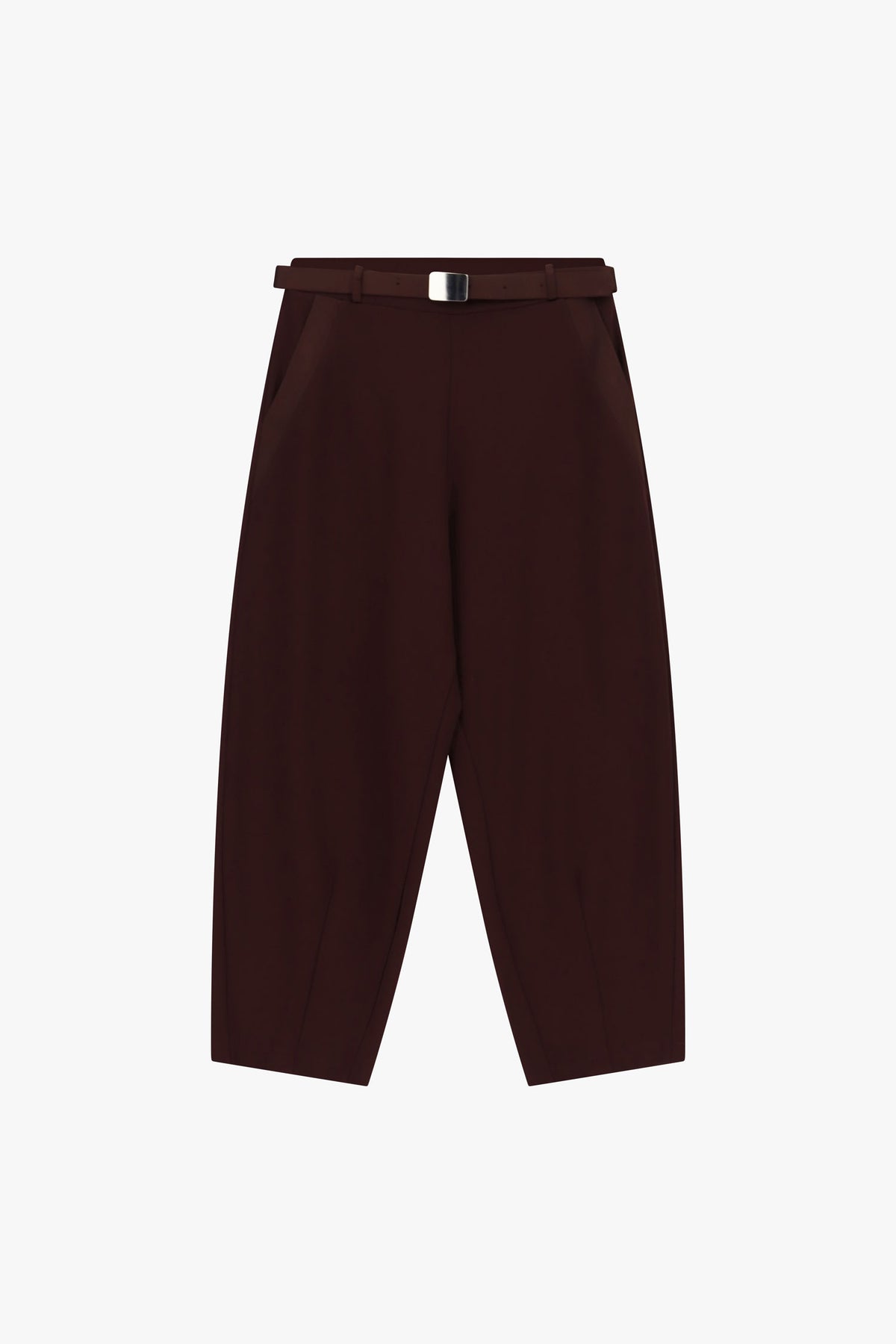 High-waist cropped trousers with belt