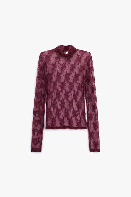 Long-sleeve t-shirt sheer floral pattern