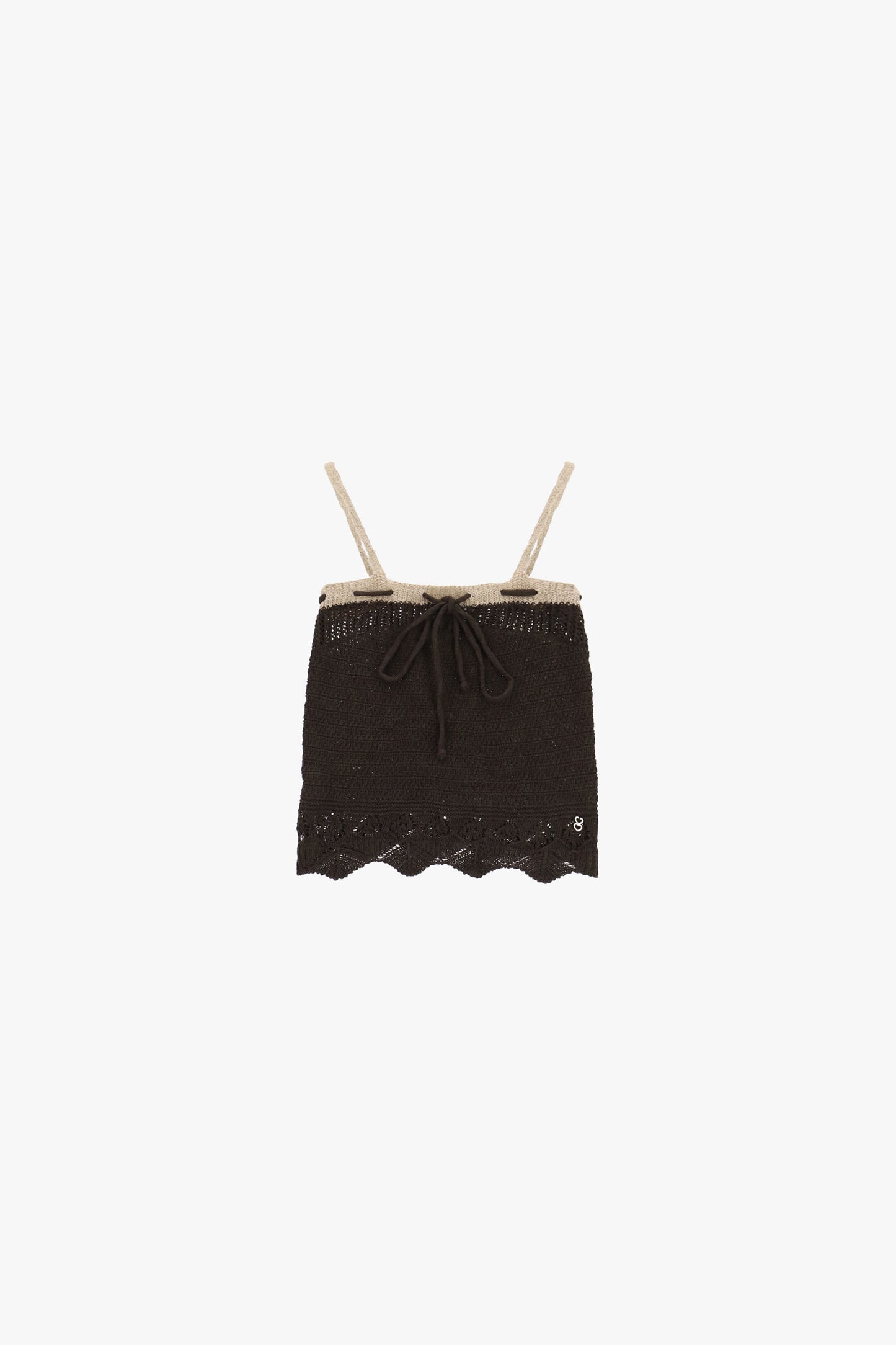 Sweater with straps and cut-out scalloped hem