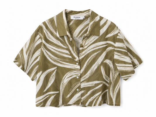 Olive Abstract Print Relaxed Shirt – JUST11 women's fashion
