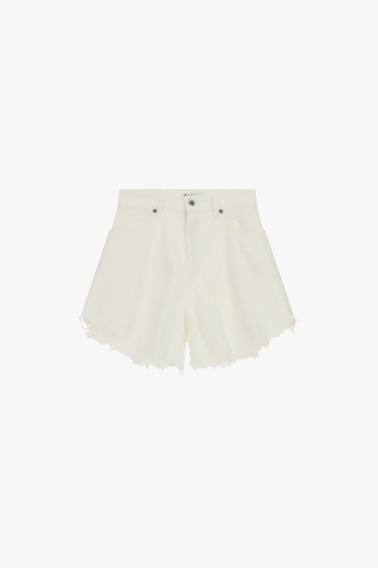 Ivory Frayed Hem Denim Shorts – JUST11 women's fashion