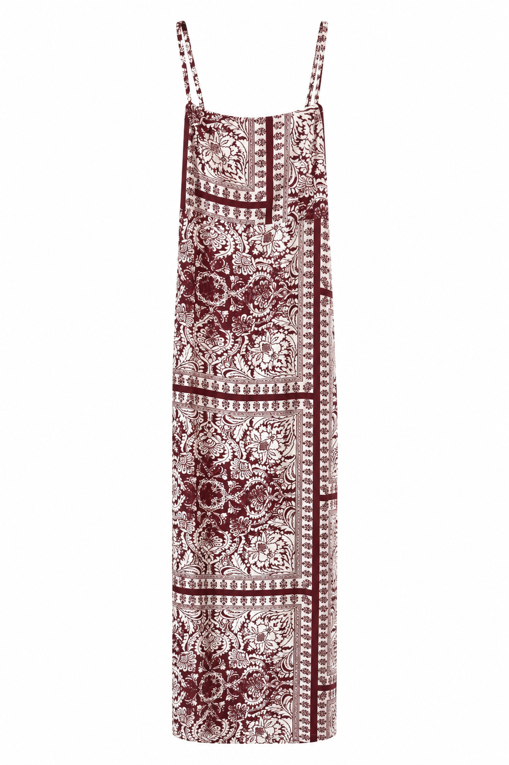 Burgundy Paisley Open-Back Maxi Dress – JUST11 women's fashion