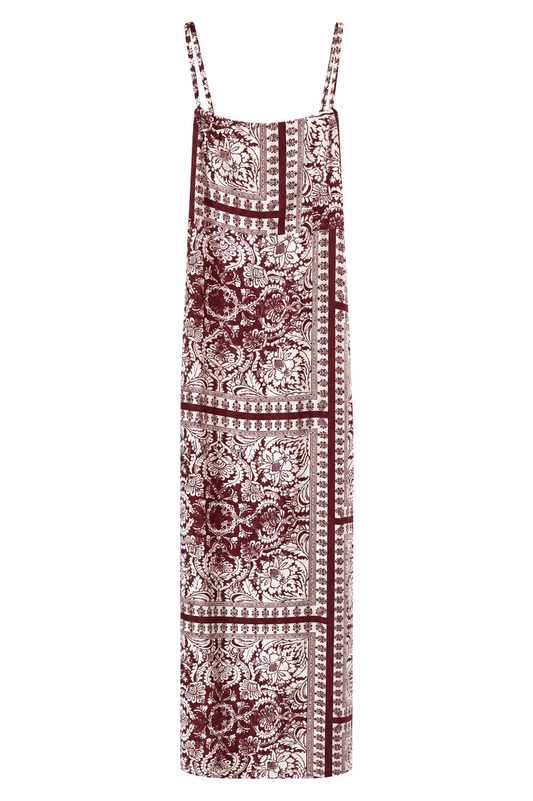 Burgundy Paisley Open-Back Maxi Dress – JUST11 women's fashion