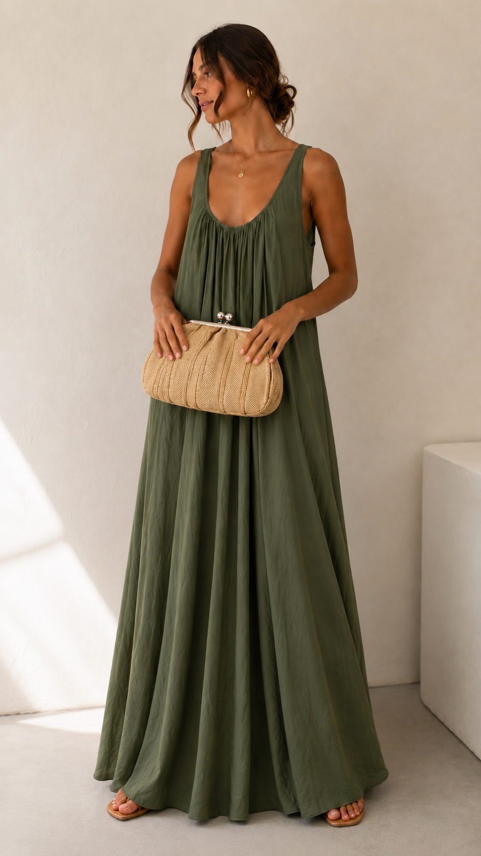 Olive Flow Maxi Dress