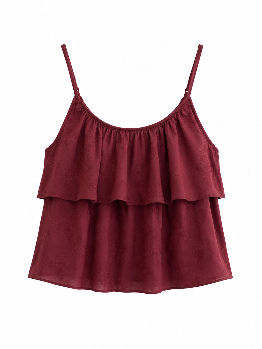Textured Layered Ruffle Cami Top