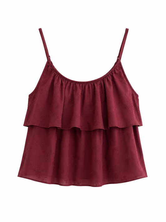 Textured Layered Ruffle Cami Top